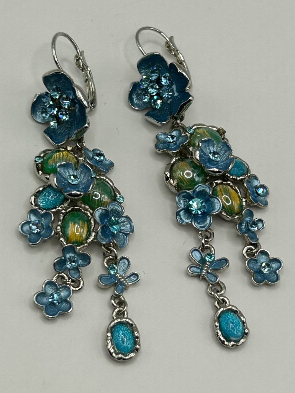 Floral and Butterfly Enamel Earrings